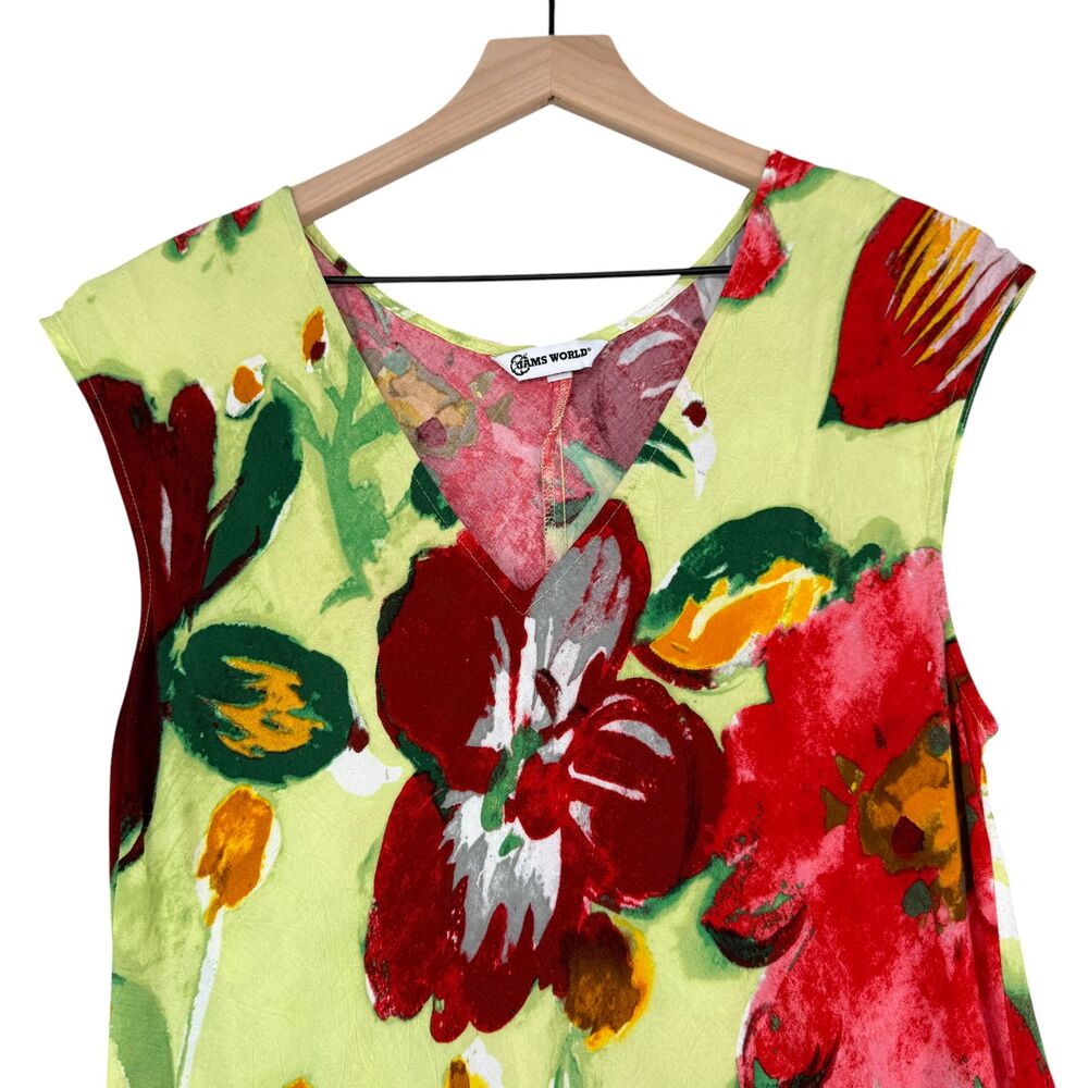 Jams World Green Floral Midi Dress with Red & Burgundy Blooms - Picture 3 of 9
